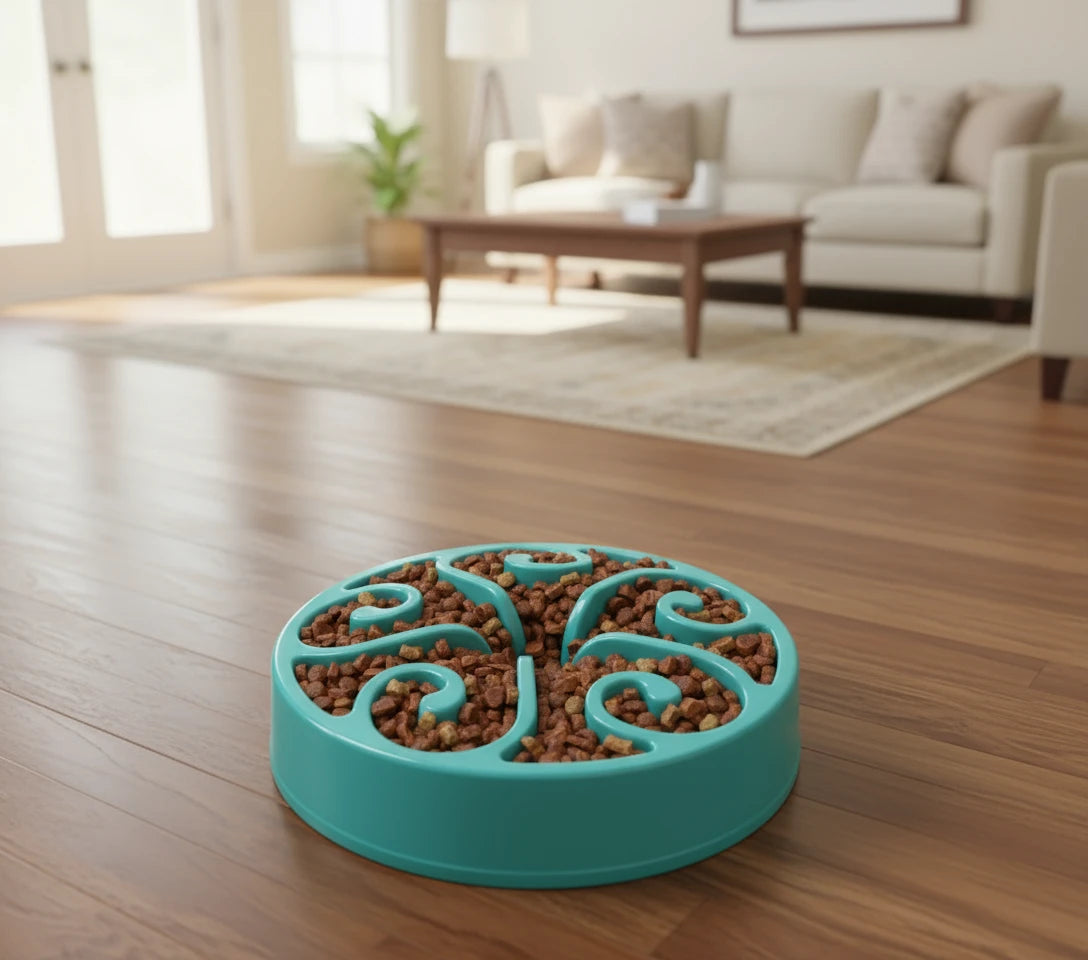 Slow Feeder Bowl for Cats and Dogs - Puzzle Design
