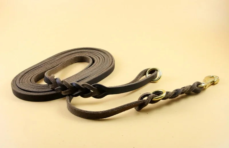 Long Dog Leash Braided Real Leather Large Dog Lead Recall Training Tracking Obedience big Dog Leashes Mountain Climbing Rope