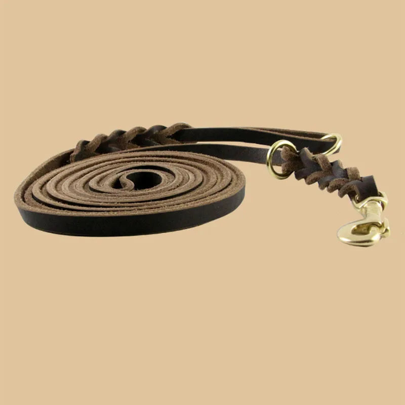 Long Dog Leash Braided Real Leather Large Dog Lead Recall Training Tracking Obedience big Dog Leashes Mountain Climbing Rope