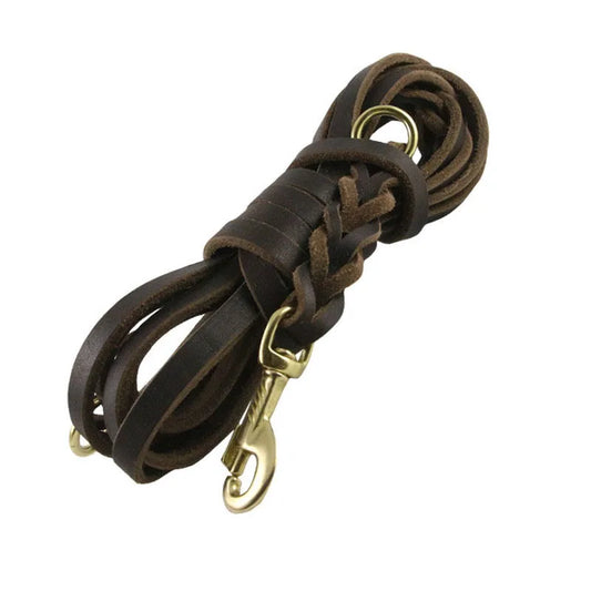 Long Dog Leash Braided Real Leather Large Dog Lead Recall Training Tracking Obedience big Dog Leashes Mountain Climbing Rope