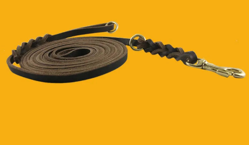 Long Dog Leash Braided Real Leather Large Dog Lead Recall Training Tracking Obedience big Dog Leashes Mountain Climbing Rope