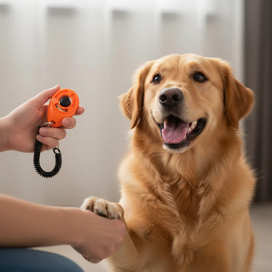 Orange and black keychain device on a white background