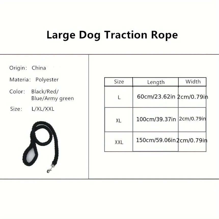 Rope dog leash for strong big dogs